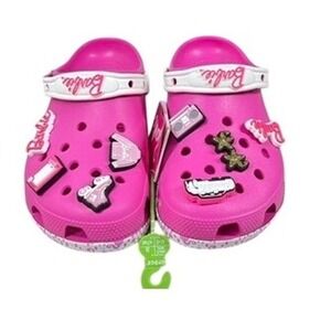 Barbie x Crocs Classic Clog Pink Flamingo Charms Movie Shoes Women Size 10 Men 8